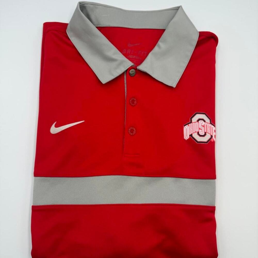 Nike Dri Fit Ohio State university polo NCAA Buckeyes. Small Knick (pictured)